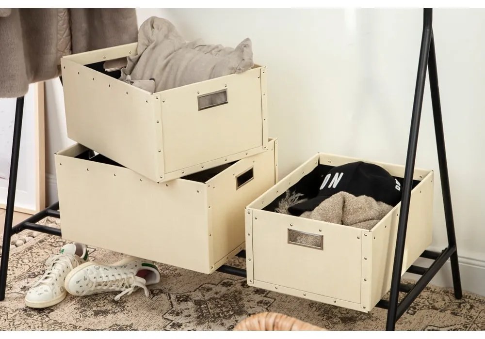 Béžové kartónové úložné boxy v súprave 3 ks Ture – Bigso Box of Sweden
