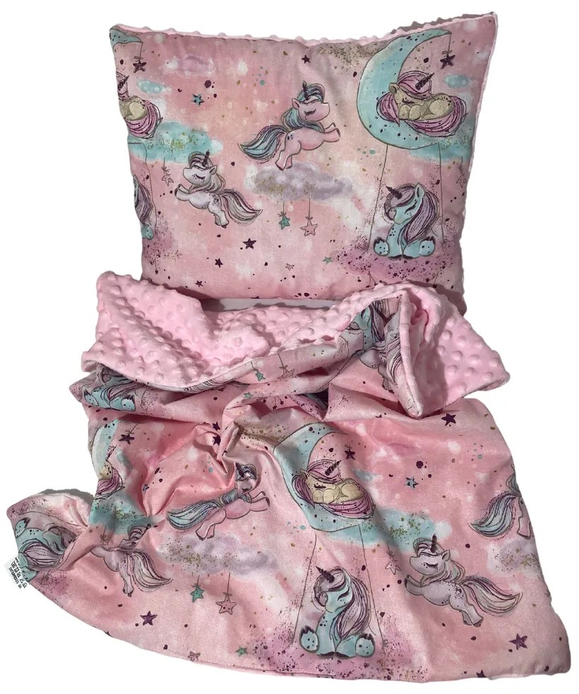 INTERMEDIC SK Set Intermedic do kočíka Unicorn/minky ružová 60x70/40x30 cm