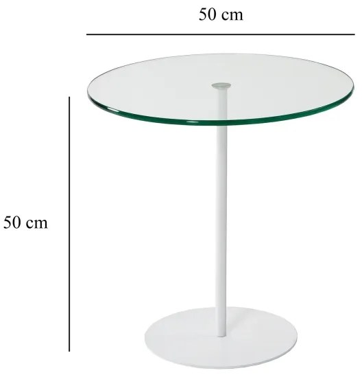 Odkladací stolík CHILL 50x50 cm biela/číra