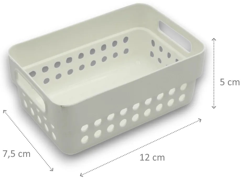 Sada 2 košíkov na organizáciu, organizéry do zásuvky KOLE 12 x 7,5 cm - biely