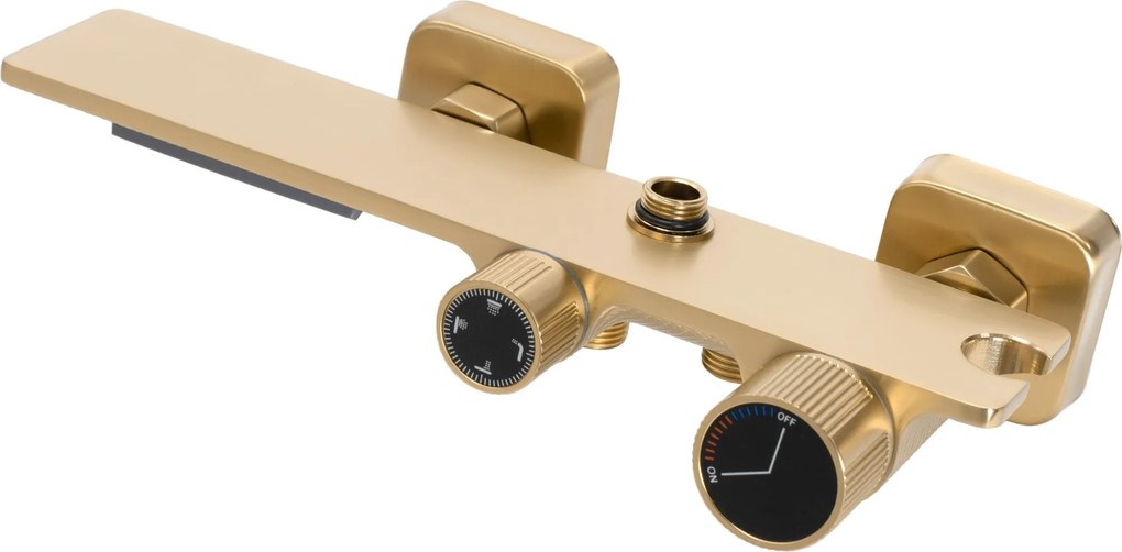 Rea Helix, nástenný sprchový set s termostatickou batériou a bidetovou spŕškou, zlatá matná, REA-P6621