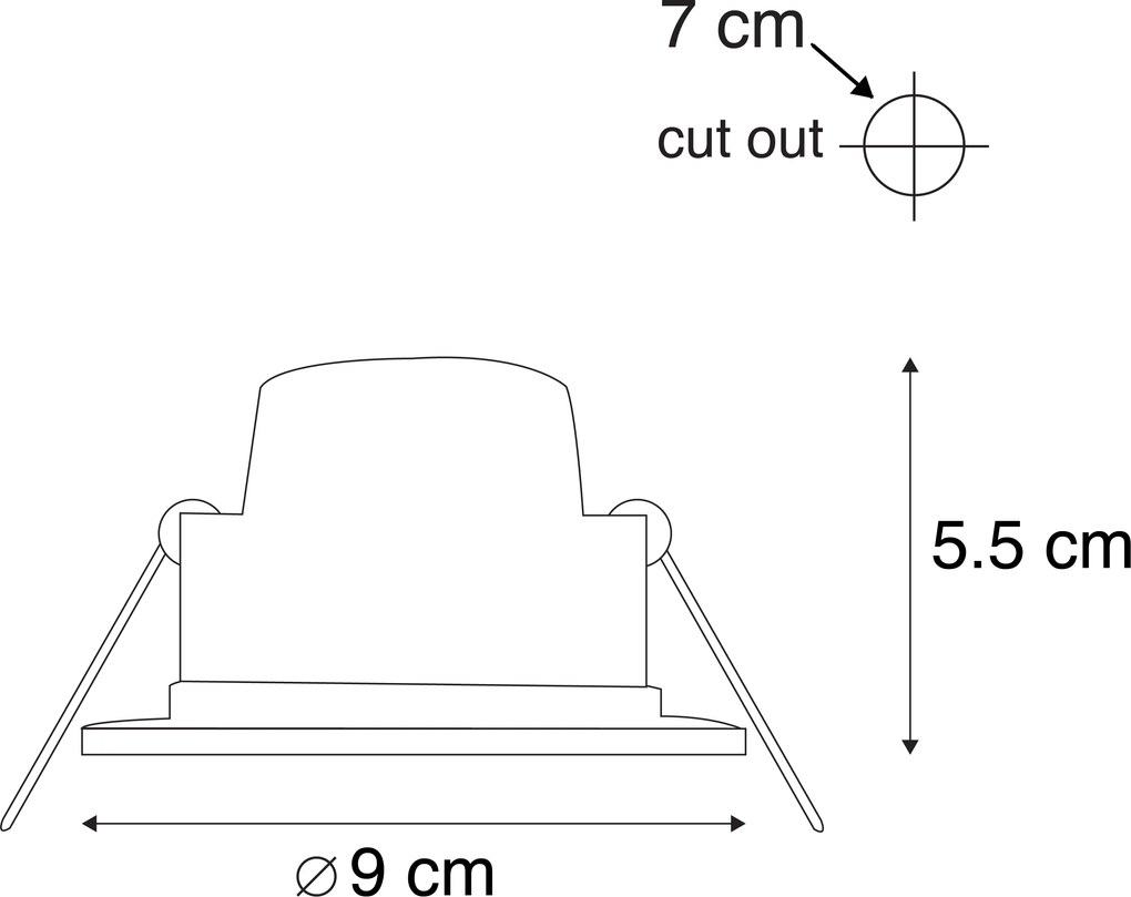 Sada 6 moderných zapustených bodových svetiel čierna vrátane LED 3-krokového stmievania IP65 - Blanca