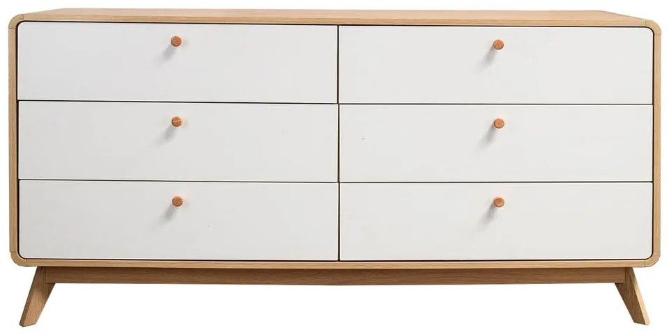 Nízka komoda v dekore duba v bielo-prírodnej farbe 150x74 cm Caitlin – Støraa