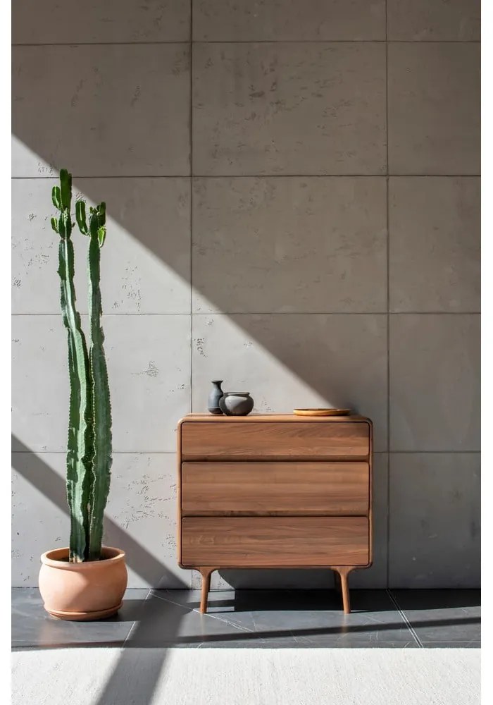 Hnedá komoda z orechového dreva 90x90x45 cm Fawn – Gazzda