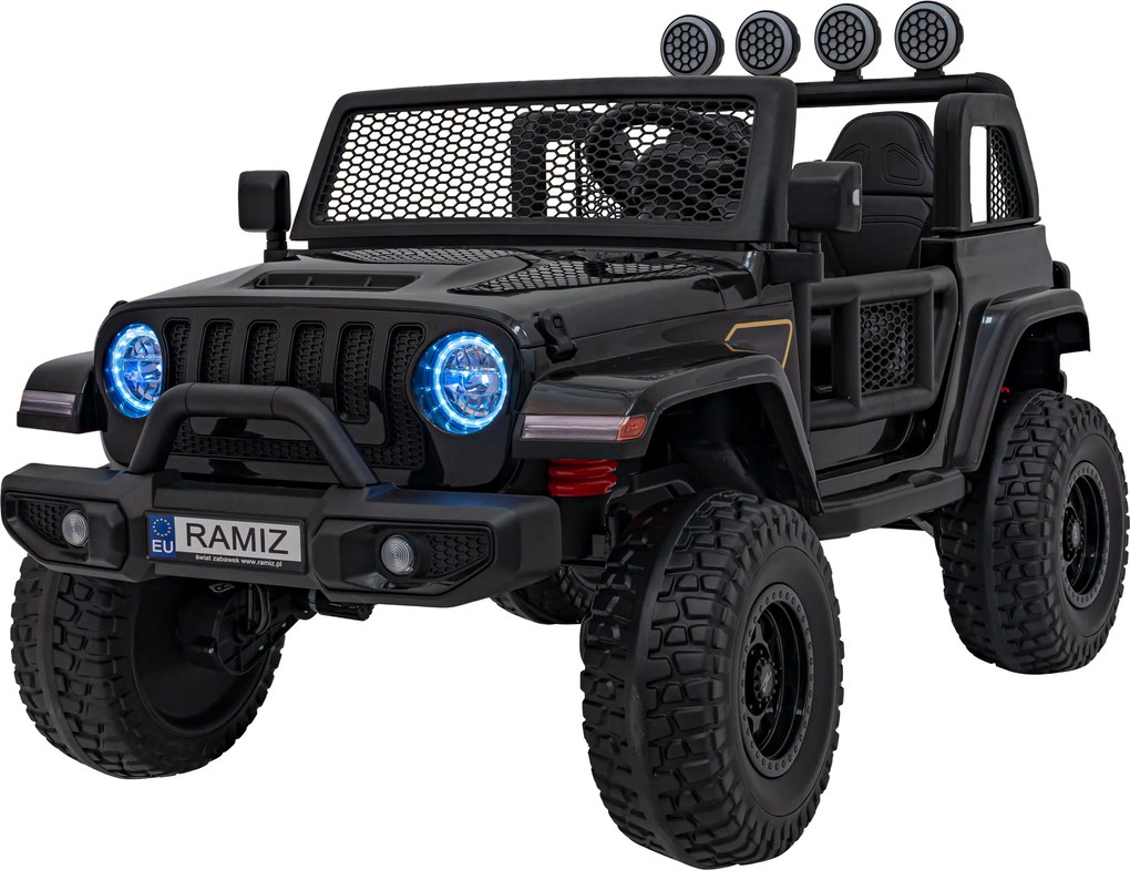 Ramiz OFF-ROAD 3.0 terénne auto pre deti čierne + diaľkové ovládanie + pomalý štart + pásy + LED audio