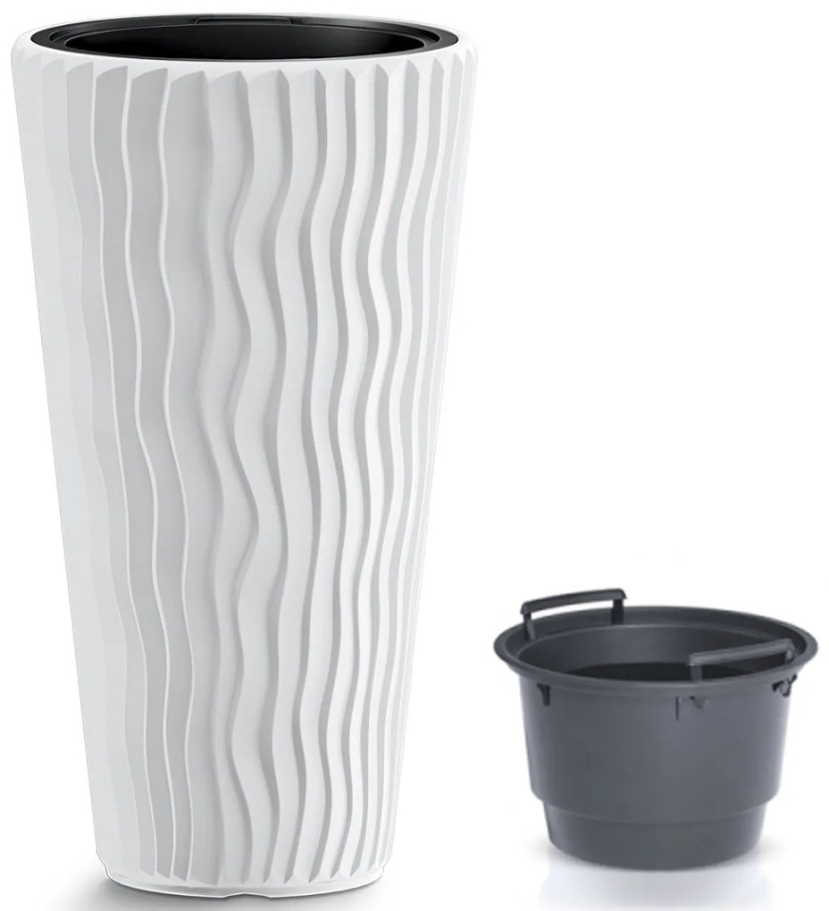 Vysoký plastový kvetináč DPSP400 39 cm - biela