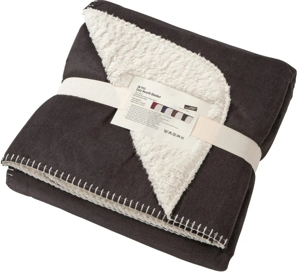 James & Nicholson (Daiber) Teplá prikrývka s kožušinkou 130x180 cm JN955 - Antracit / natural