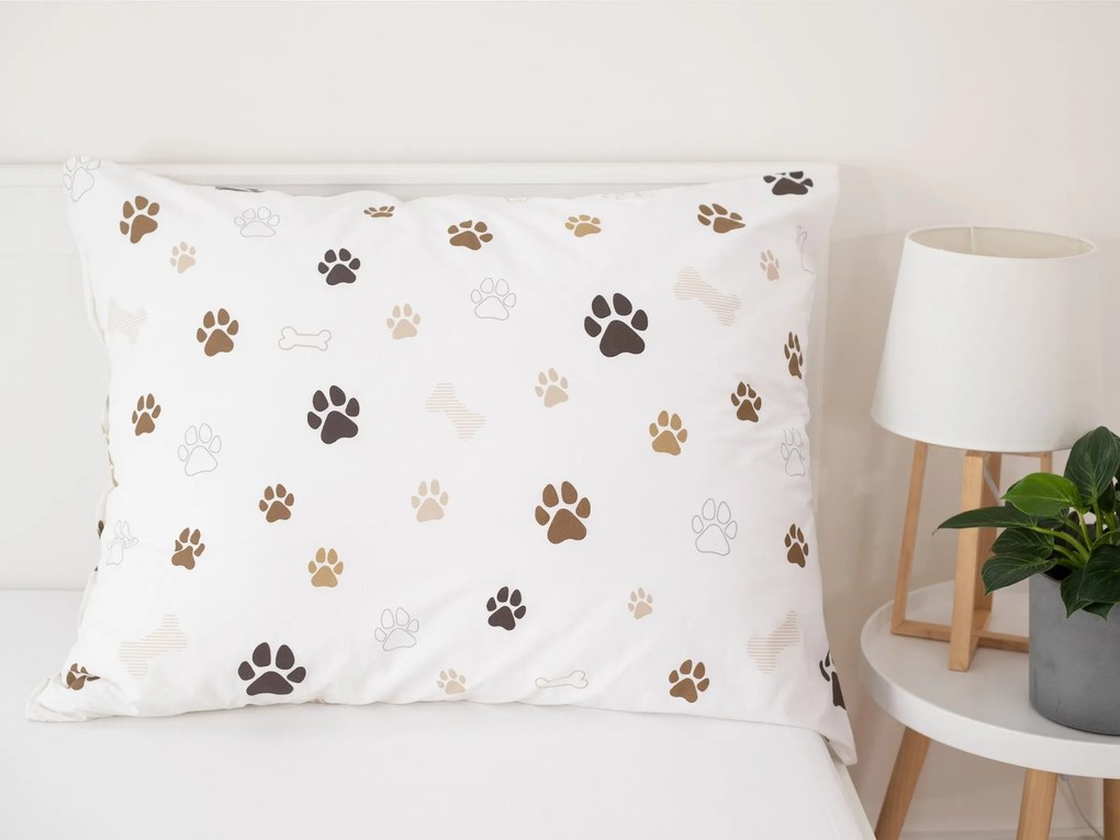 Bavlnená obliečka na vankúš Renforcé 70 × 90 cm – Labky biele