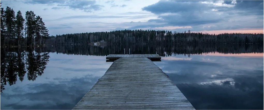 Obraz - Mólo na jazere (120x50 cm)