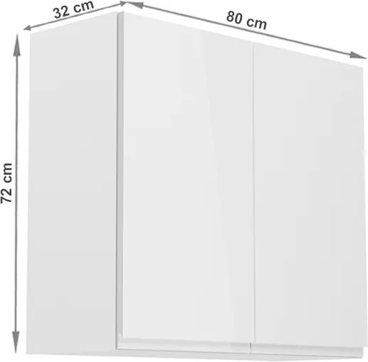 Horná kuchynská skrinka Aurora G80 - biela / biely lesk