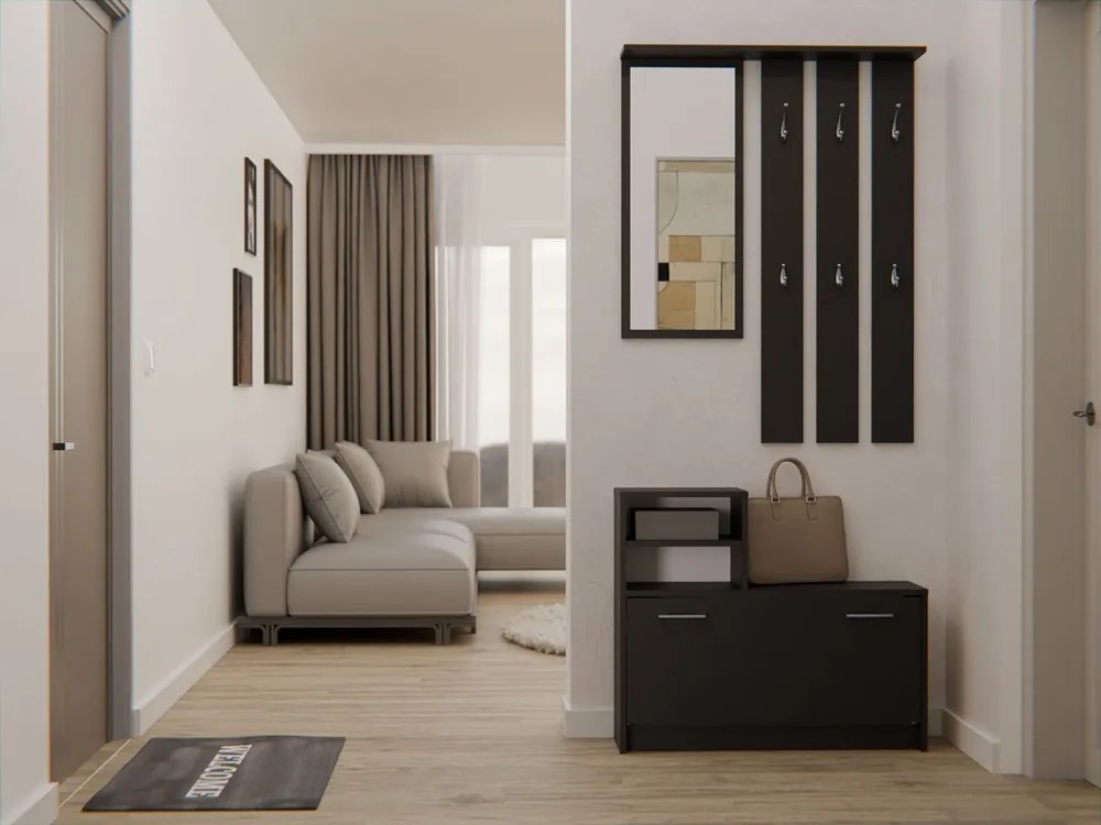 Predsieňová zostava Vayan 1 (čierna) (so zrkadlom). Akcia -18%. Vlastná spoľahlivá doprava až k Vám domov. 1132526