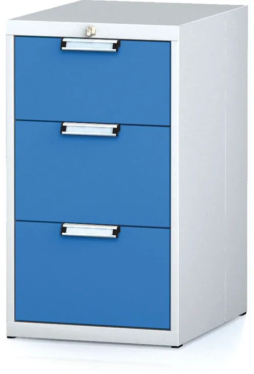 Dielenský zásuvkový box na náradie MECHANIC, 3 zásuvky, 480 x 600 x 840 mm, modré dvere