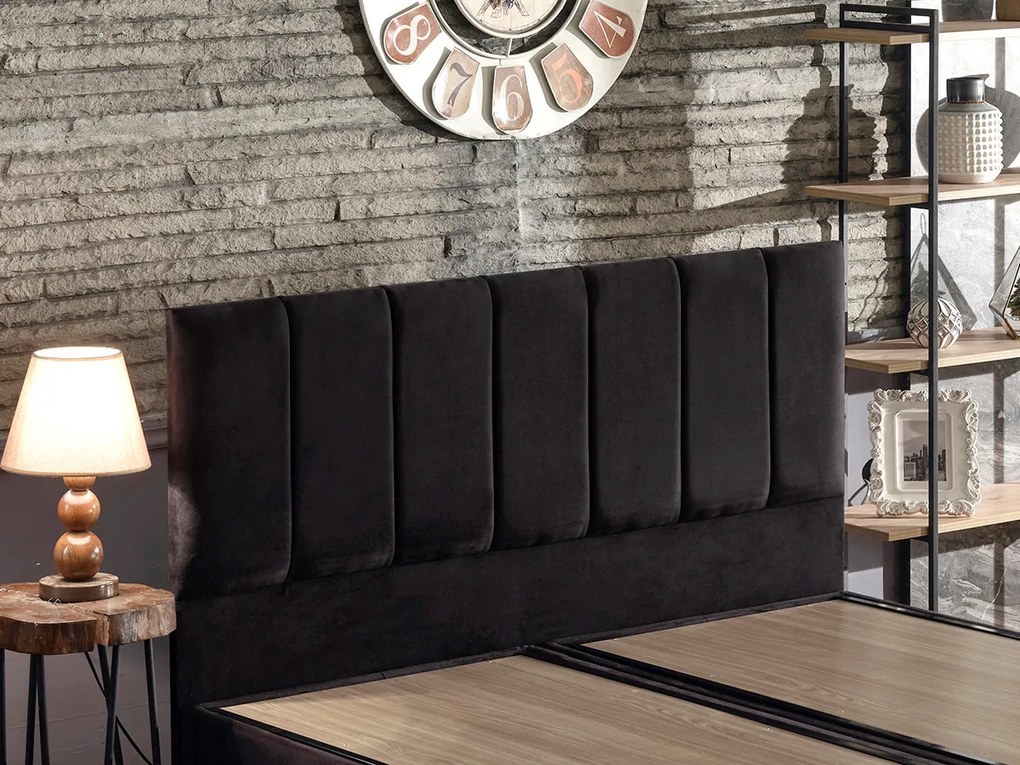 Elegantná manželská posteľ Ela Double s úložným priestorom - čierna 180 x 200 cm