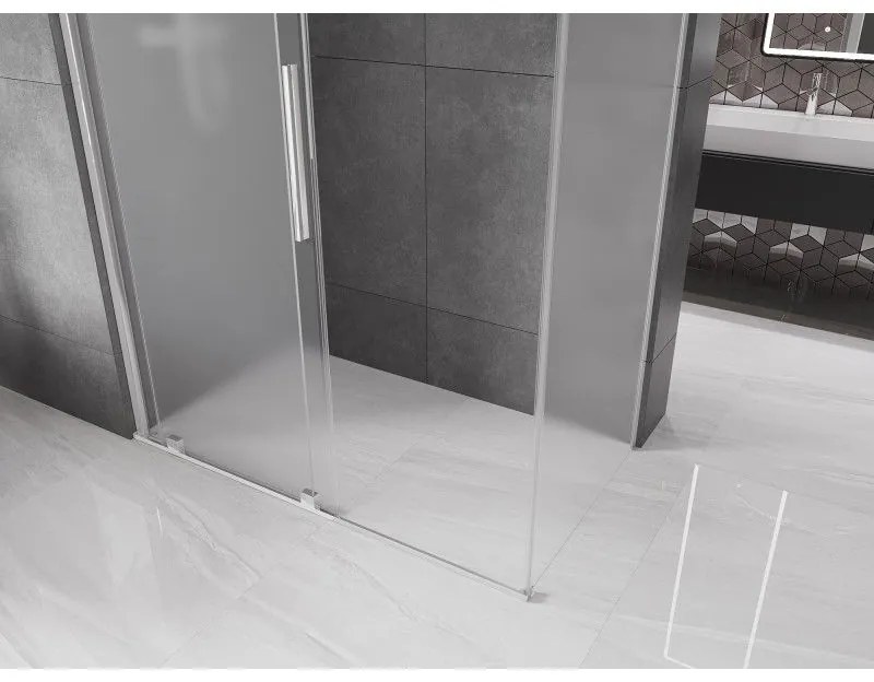 Mexen Velar, sprchový kút s posuvnými dverami 150 x 75 cm, 8mm sklo námraza, chrómová, 871-150-075-31-01