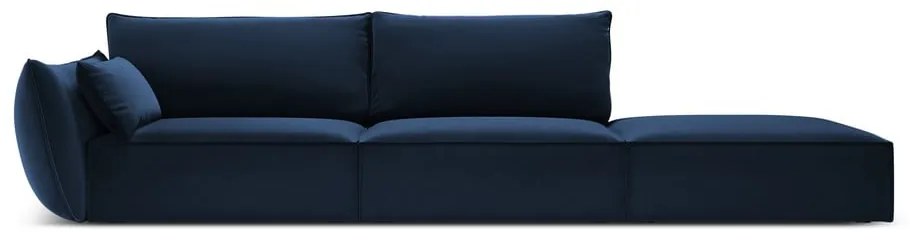 Tmavomodrá zamatová pohovka ľavý roh 264 cm Vanda – Mazzini Sofas