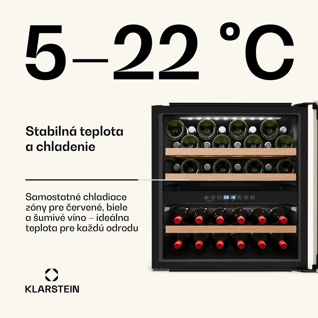 Klarstein Vinsider Victoria 36 chladnička na víno, 36 fliaš, dotyková, UV ochrana, LED, tichá, 3 police