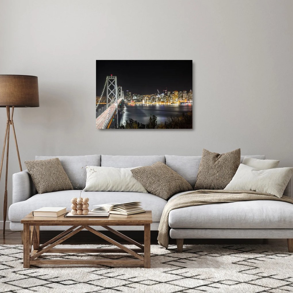 Sklenený obraz Brooklynského mostu a New Yorku (70x50 cm)
