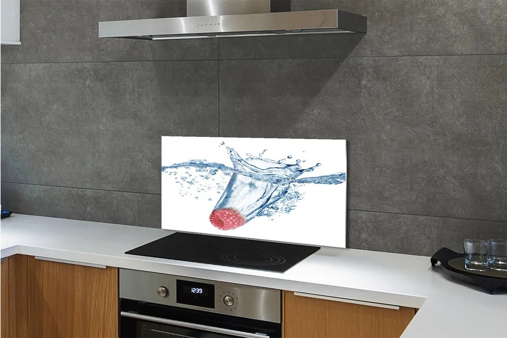 Sklenený obklad do kuchyne malina voda 100x50 cm