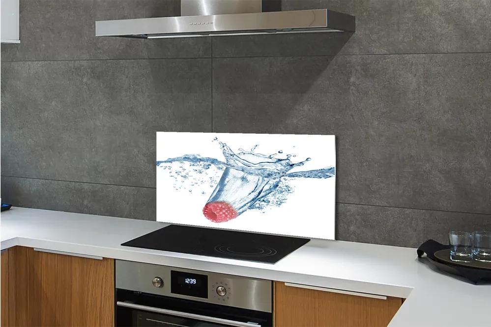 Sklenený obklad do kuchyne malina voda 125x50 cm