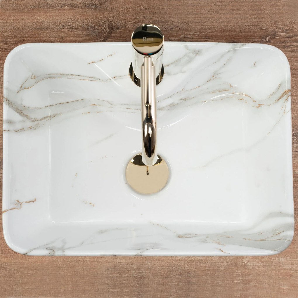 Rea Demi Mini, umývadlo na dosku 410x310x130 mm, imitácia kameňa-Aiax Shiny, REA-U6504