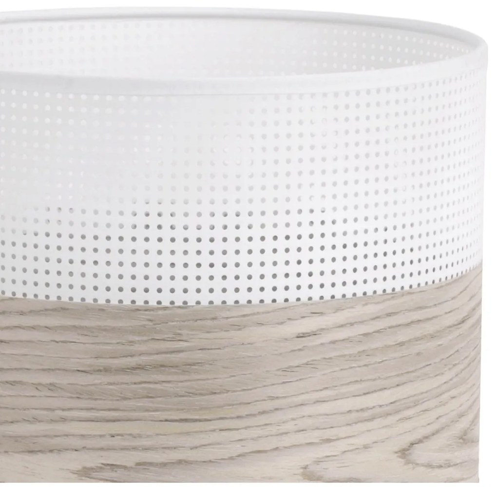 Závesné svietidlo Wood, 1x svetlobéžová dubová dýha/biele PVC tienidlo, (fi 20cm)