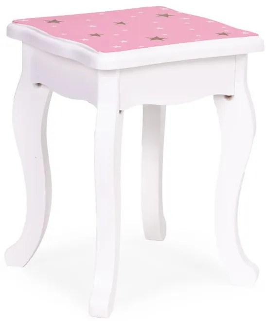 Detský kozmetický stolík s trojitým zrkadlom a taburetkou
