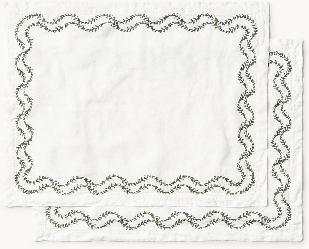 Prestierania z vypraného ľanu's ručnou výšivkou Ivy, 2 ks