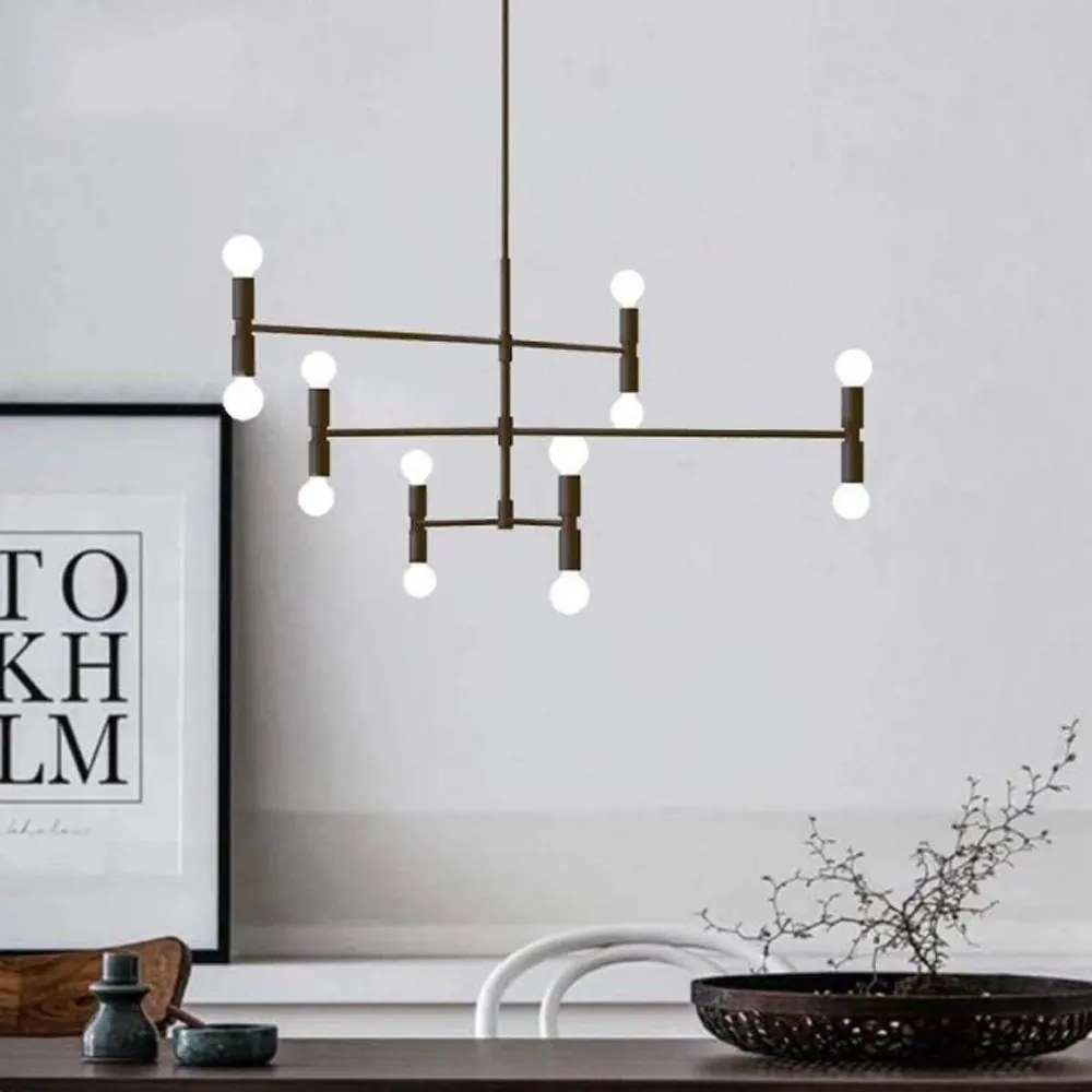 Toolight - Závesné svietidlo 12xE27 60W, čierna, OSW-05321