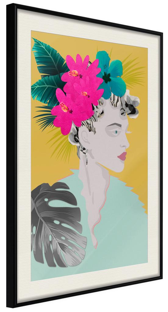 Artgeist Plagát - Flowers In The Hair [Poster] Veľkosť: 20x30, Verzia: Čierny rám s passe-partout