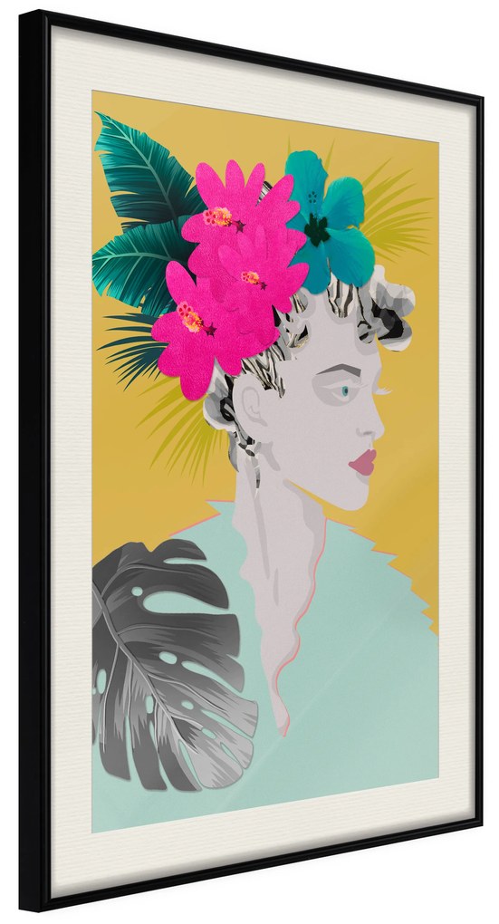 Artgeist Plagát - Flowers In The Hair [Poster] Veľkosť: 20x30, Verzia: Zlatý rám s passe-partout