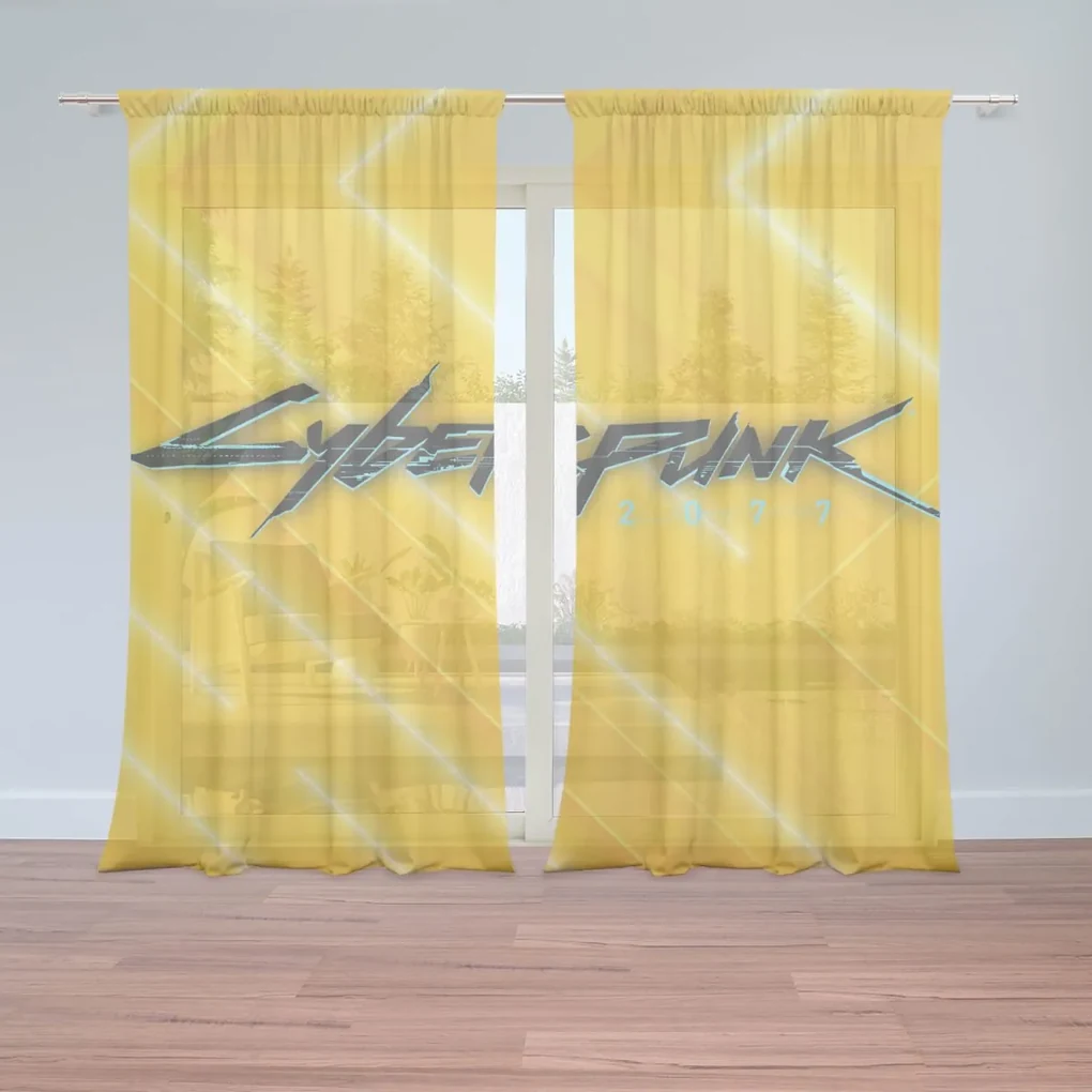Sablio Záclony Cyberpunk 2077 Žltý: 2ks 150x250cm