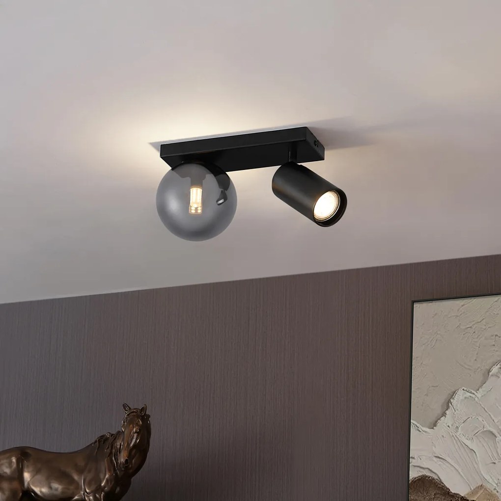 Moderné stropné svietidlo čierne 2-svetelné naklápacie - Lesly