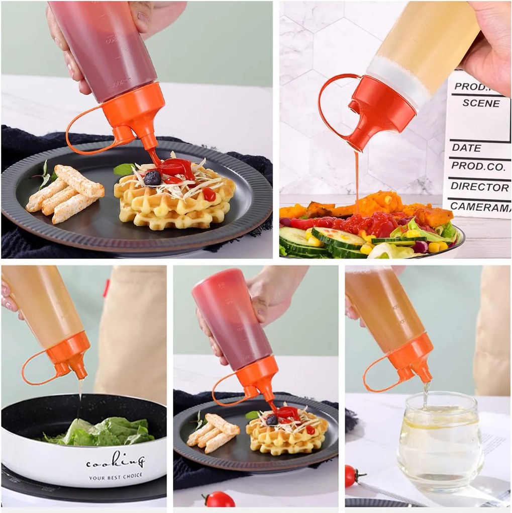 Orion Dávkovacia fľaša na kečup, omáčky, zálievky SOS – červené viečko