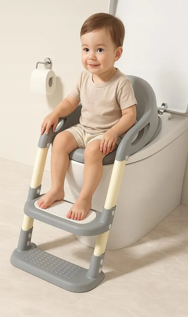 Detské schodíky 02 s nástavcom na WC sivé