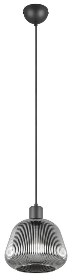 Čierne závesné svietidlo so skleneným tienidlom ø 22 cm Tarifa – Trio
