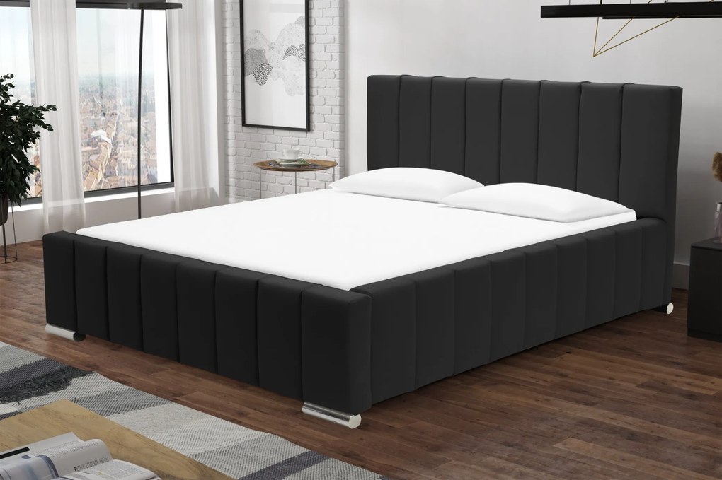 Čalúnená posteľ s úložným priestorom SWEET Čierna 120x200 cm
