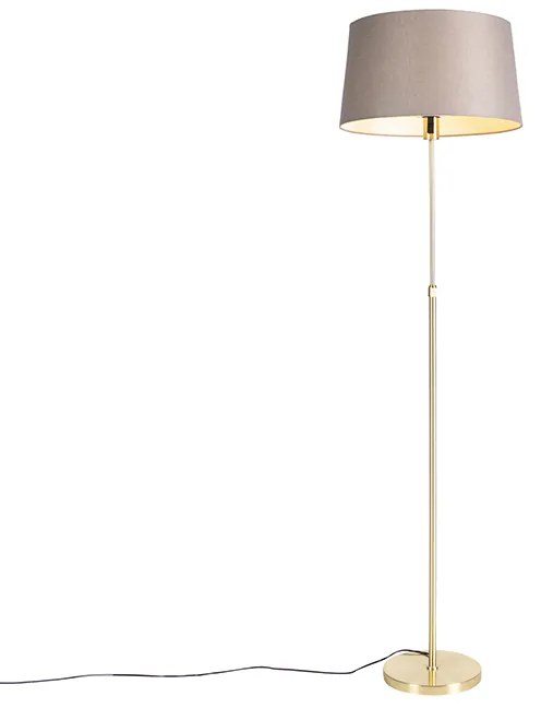 Stojaca lampa zlatá/mosadzná s tienidlom z ľanu taupe 45 cm - Parte
