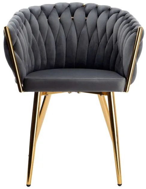 Jedálenská stolička COFTON zamatová, zlatá / grafitová