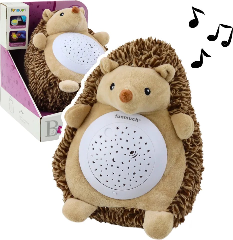 LEAN Toys Plyšový ježko na spanie Light Sound Brown
