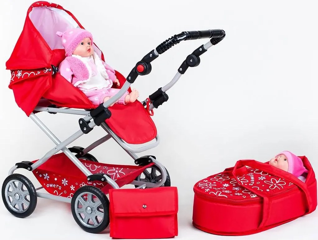 Detský kočík pre bábiky 2v1 New Baby Monika ružový