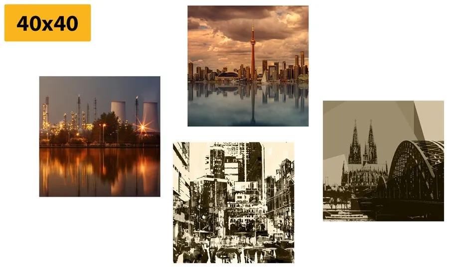 Set obrazov priemyselné mesto s abstrakciou Varianta: 4x 40x40