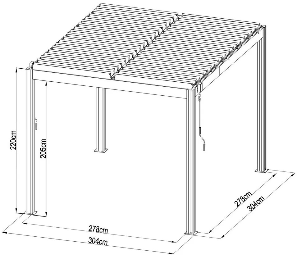 G21 Bioklimatická pergola Austin 3x3 m, antracitová hliníková