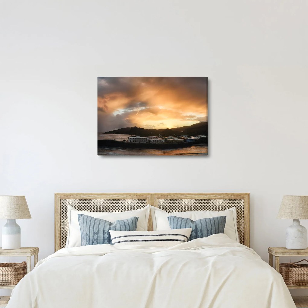Obraz - pláž so zatiahnutou oblohou (70x50 cm)