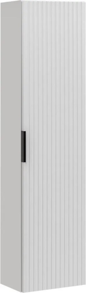 Vysoká kúpeľňová skrinka ADEL, biela, drážkovaná (ADEL WHITE 80-01-B-1D)