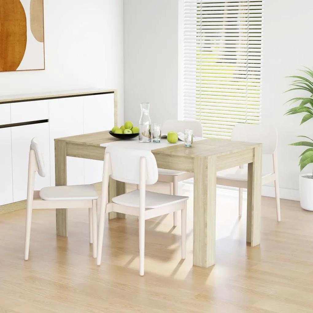 Jedálenský stôl biely a dub sonoma 140x74,5x76 cm drevotrieska 804207
