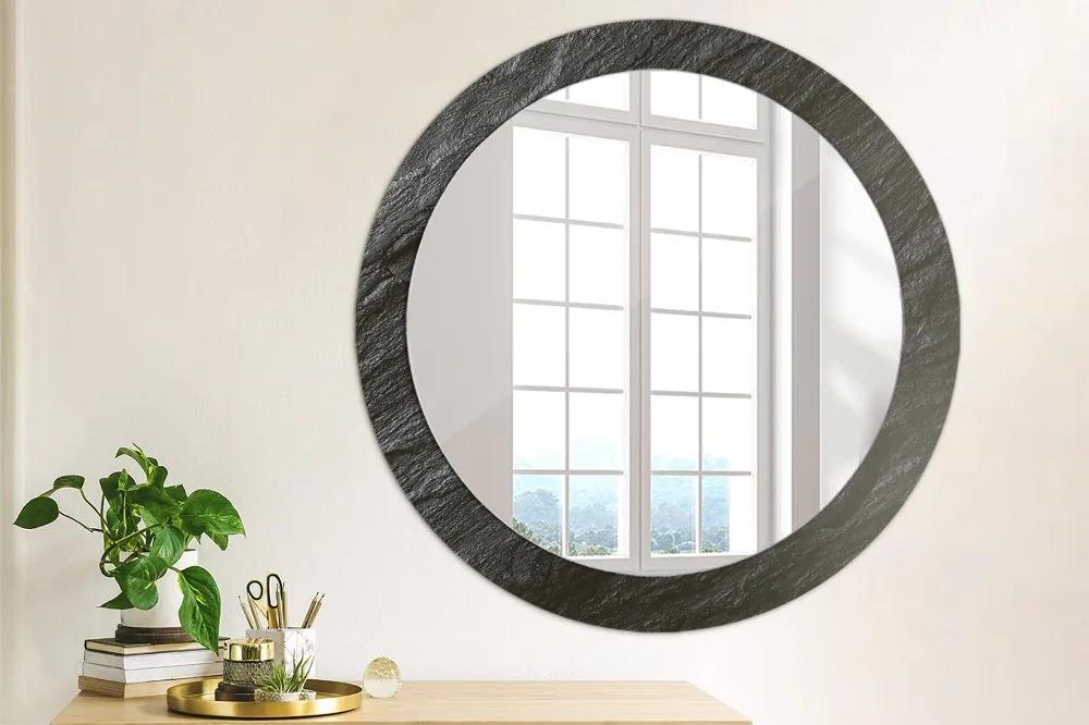 Okrúhle ozdobné zrkadlo Čierny kameň fi 80 cm