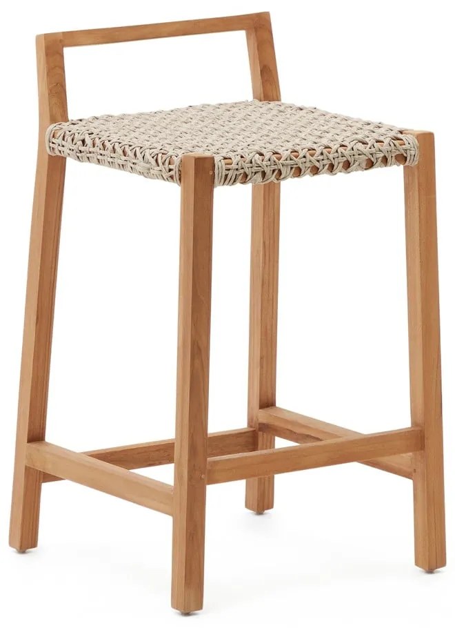 Drevená záhradná barová stolička v prírodnej farbe Giverola – Kave Home