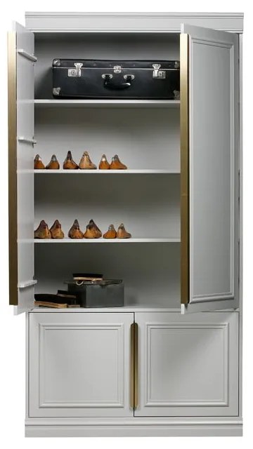 Svetlosivá šatníková skriňa z borovicového dreva 110x215x44 cm Organize – WOOOD