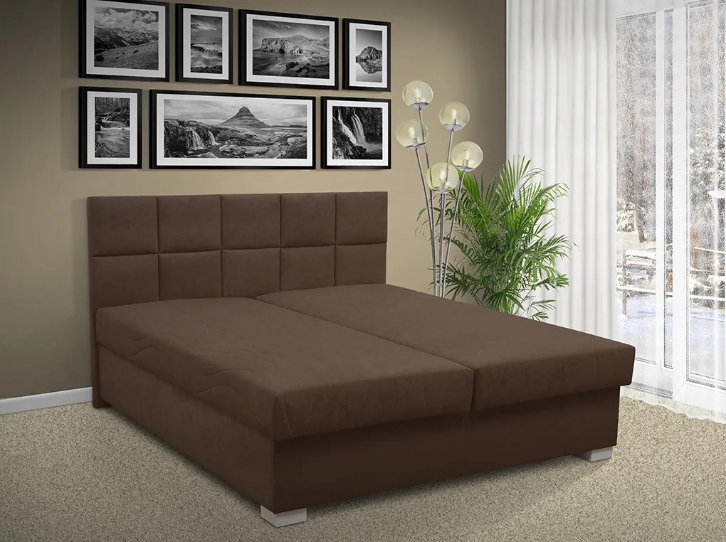 Čalúnená posteľ s úložným priestorom Morava 180 peľasť / farba: PEVNÁ / Alova béžová, peľasť / matrac: PUR PENA