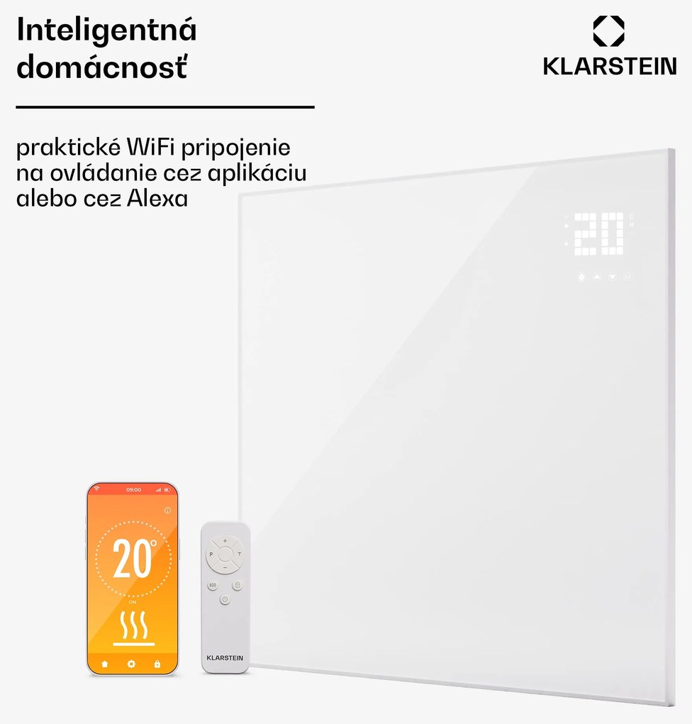 Klarstein Wonderwall Smart Bornholm, infražiarič, 125 x 100 cm, 1200 W, aplikácia